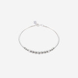 Centre beaded Women`s Anklet in silver