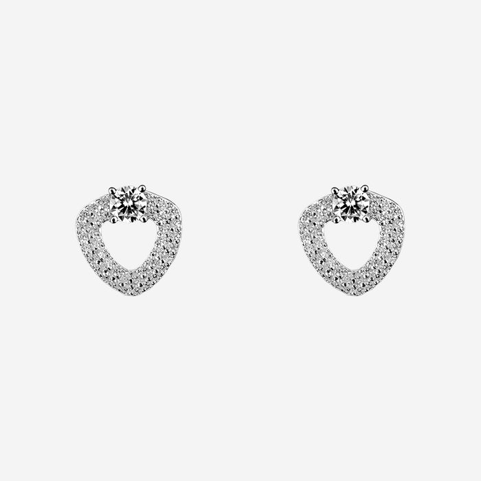 Heart Loop Women`s Studs in silver