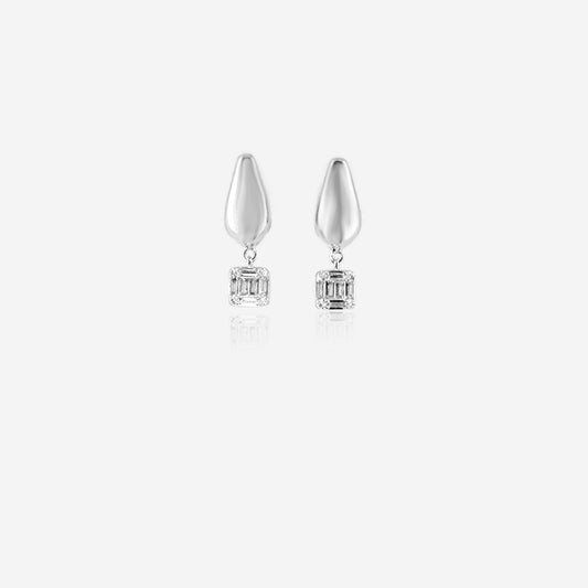 Arcline Drop Earring – Sterling Silver Contrast