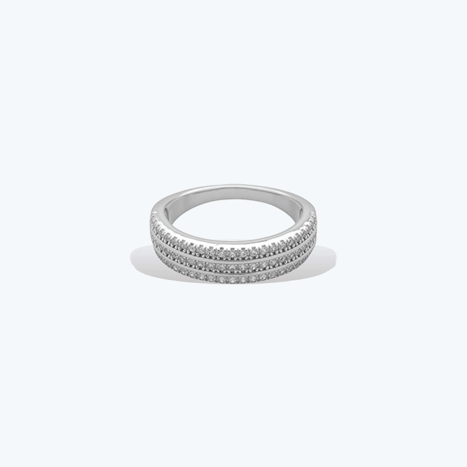 Triad Luxe Ring – Sterling Silver with Radiant Brilliance