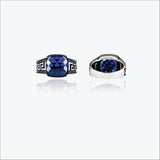 Silver Blue Gem Men`s Ring
