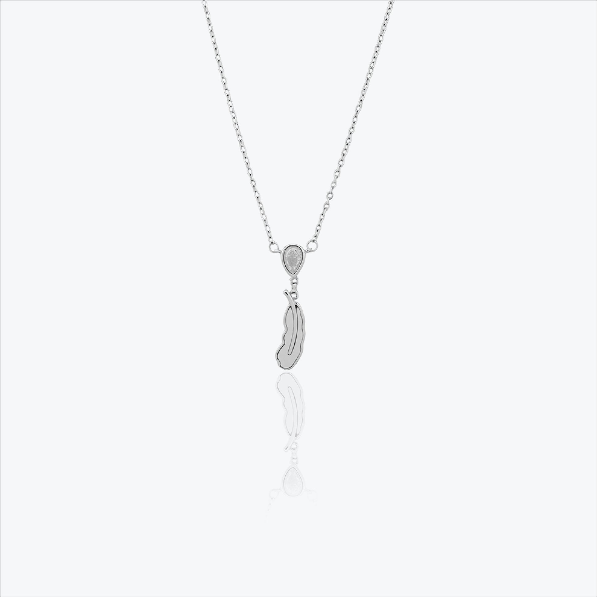 Luma Feather Pendant – Sterling Silver – Rubicstone