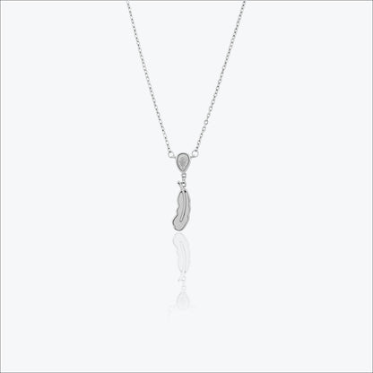 Luma Feather Pendant – Sterling Silver – Rubicstone