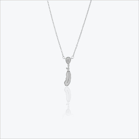 Luma Feather Pendant – Sterling Silver – Rubicstone