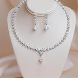 Silver Diamond Leaf Cascade Set