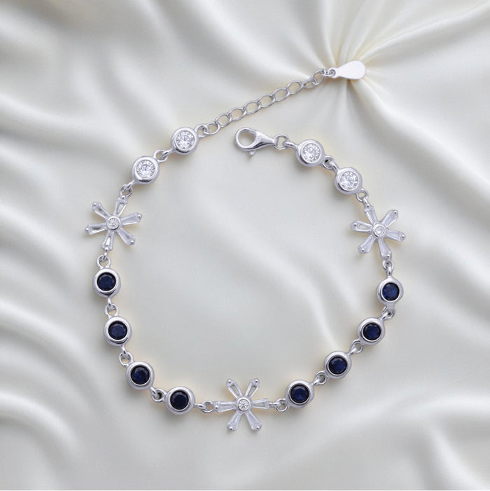 Blue Heart link Charm Anklet