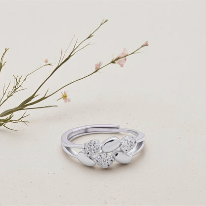 Intertwined Hearts Ring – Sterling Silver with Sparkling Elegance