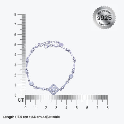 Floral Radiance Bracelet – Sterling Silver with Intricate Elegance