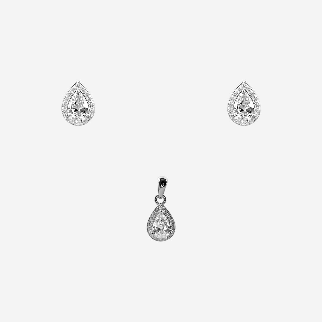 silver radiance halo drop pendant