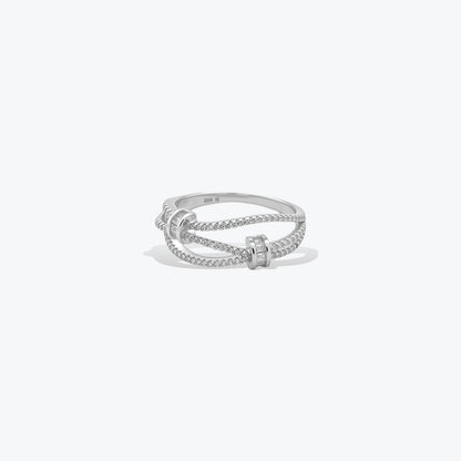 Entwined Grace Ring– Sterling Silver & Diamonds