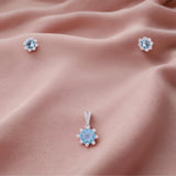 Blue Seren Pendant with earrings in silver