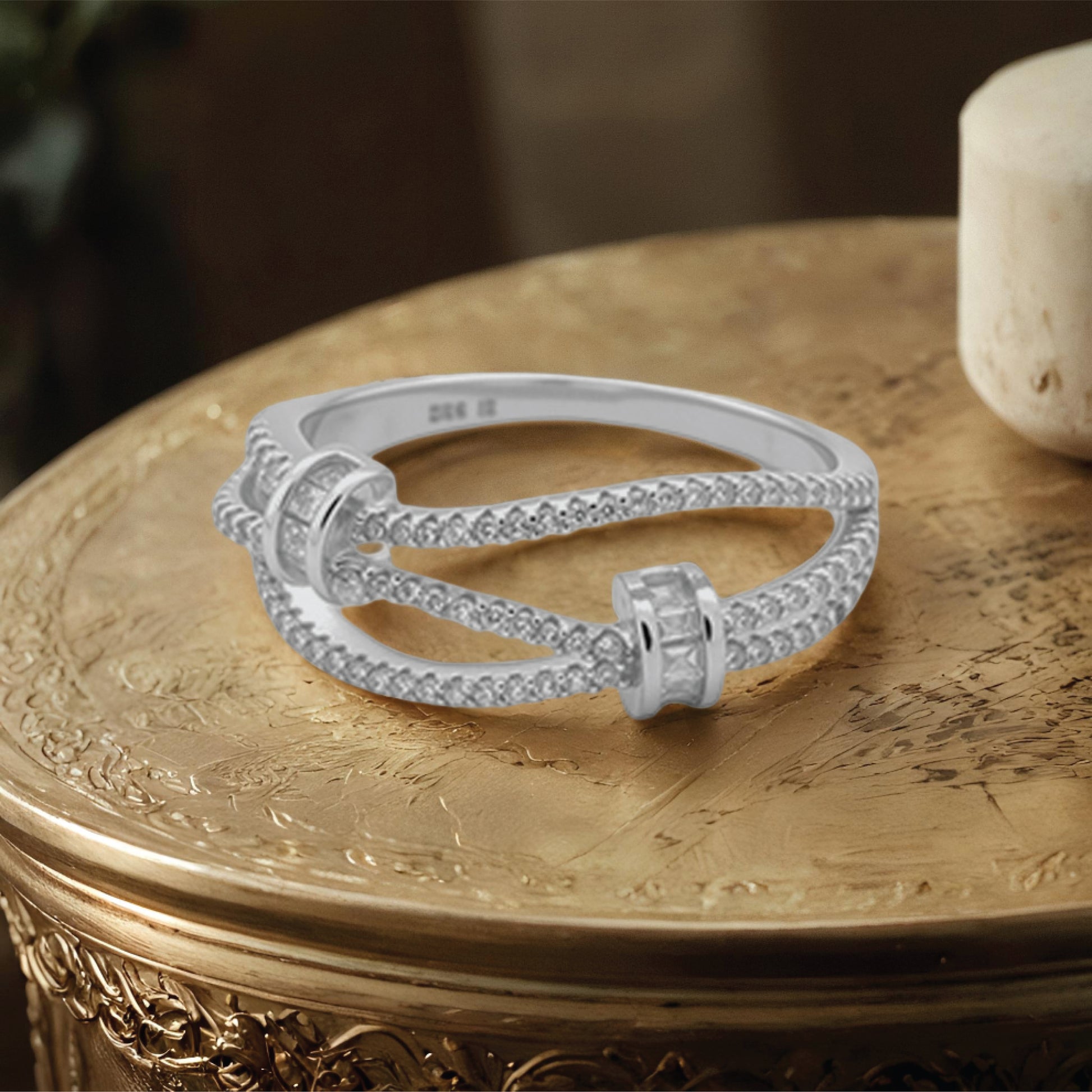 Entwined Grace Ring– Sterling Silver & Diamonds