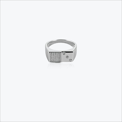 Sterling Silver Gridcrest Men`s Ring