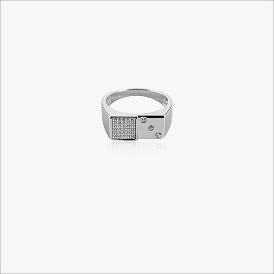 Sterling Silver Gridcrest Men`s Ring