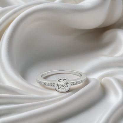 Lustre Bloom Ring – Sterling Silver with Radiant Sparkle
