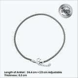 Classic silver charmed anklet in silver