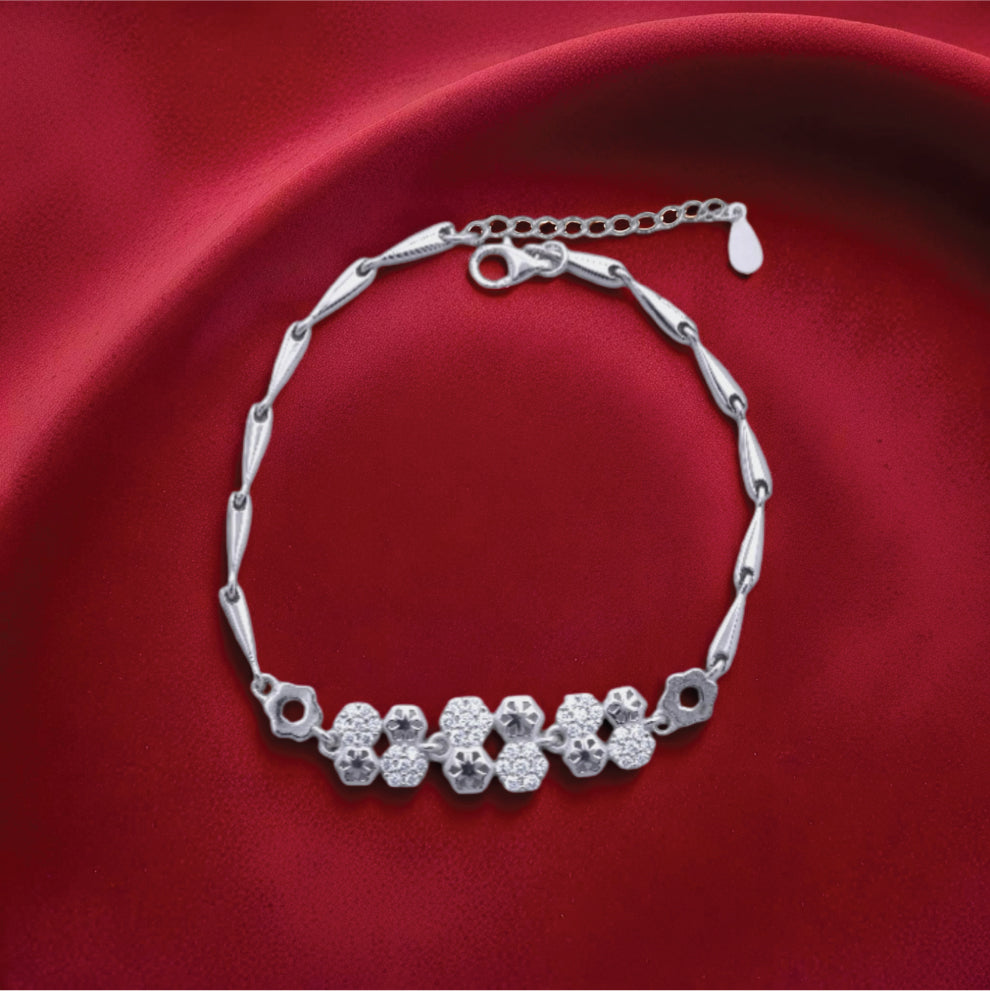 florana hex bracelet – sterling silver with geometric grace