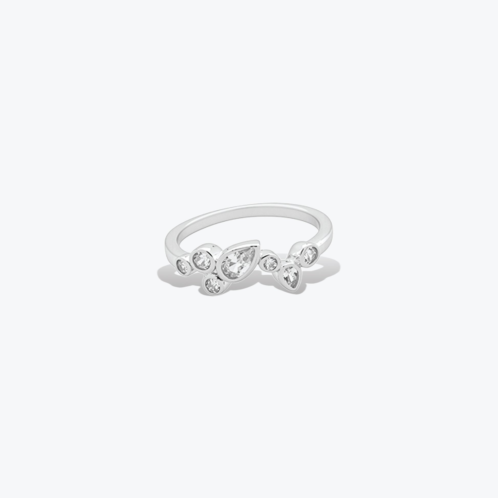 Elysia Ring – Sterling Silver with Pear-Cut Grace