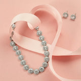 Silver Round Stone Women`s Set