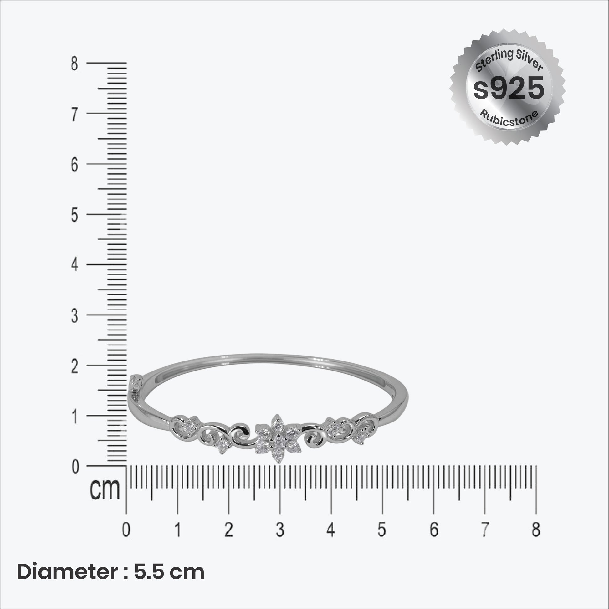 Floral Bracelet– Sterling Silver with Sparking Elegance