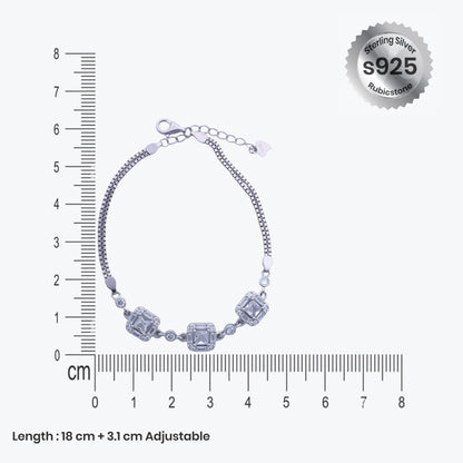 Lustre Square Bracelet – Sterling Silver with Radiant Elegance