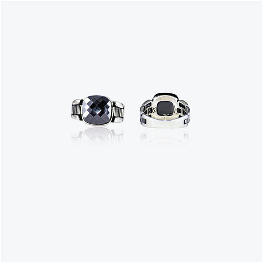 Sterling Silver Noircrest Men`s Ring