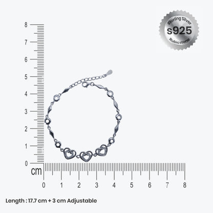 Lustre Heart-Link Bracelet – Sterling Silver with Romantic Elegance