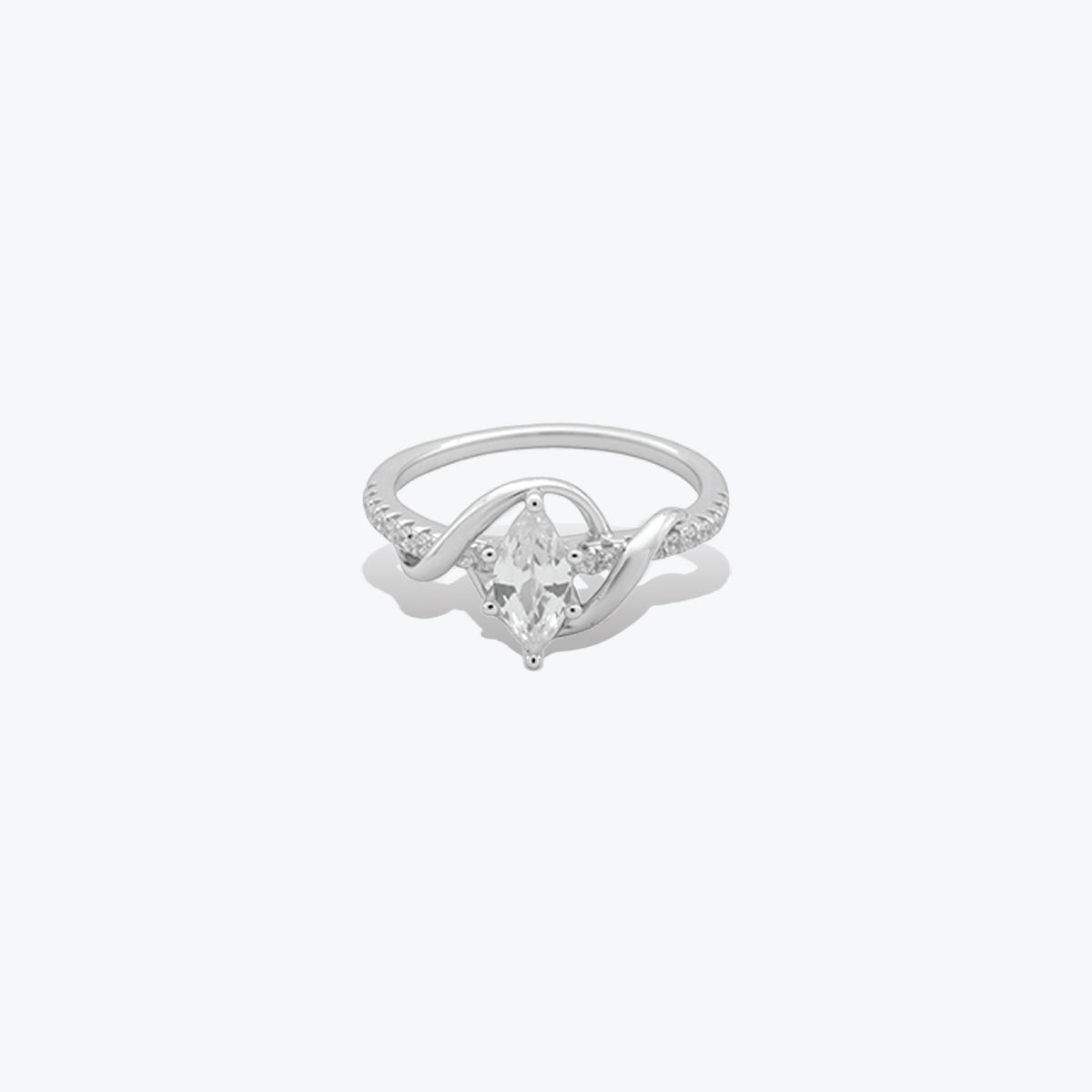 Elara Twist Ring– Sterling Silver Marquise Grace – Rubicstone