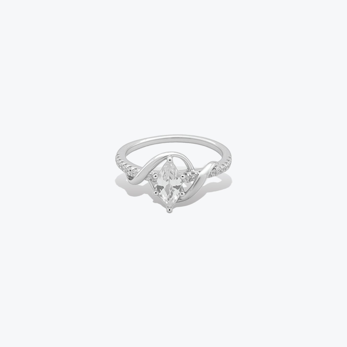 elara twist ring– sterling silver marquise grace – rubicstone