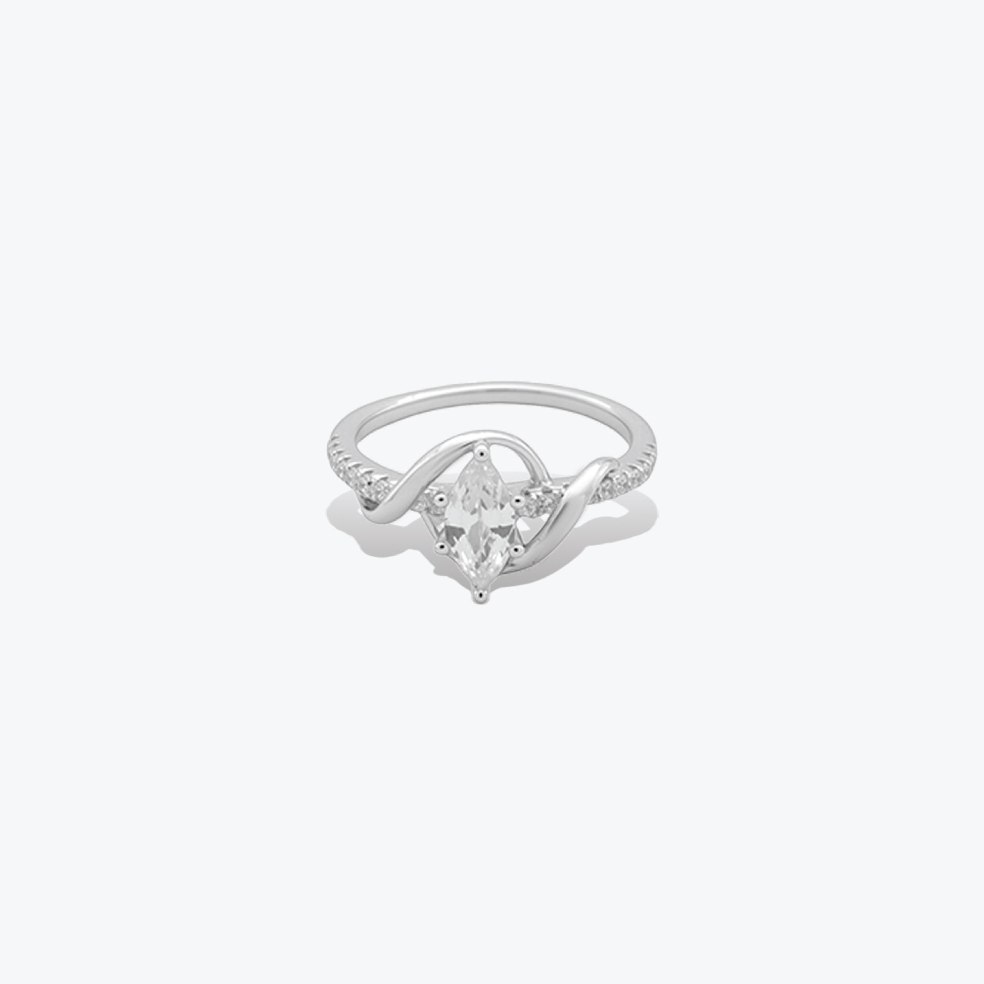 Elara Twist Ring– Sterling Silver Marquise Grace – Rubicstone