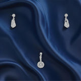 Maris Curve Pendant with earrings in silver