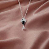 Silver-black fish shaped Pendant
