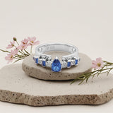 Azure Drop Ring in Silver