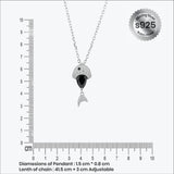 Silver-black fish shaped Pendant