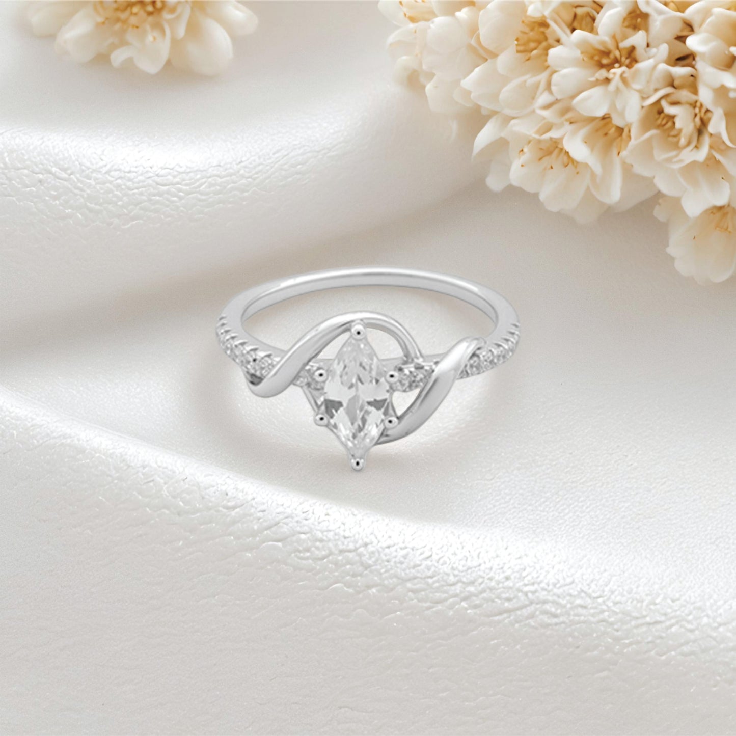 elara twist ring – sterling silver with marquise grace