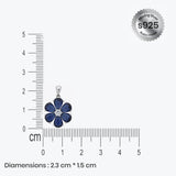 Blue flower Pendant with earrings in silver