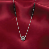 Silver Noir halo Mangalsutra Pendant