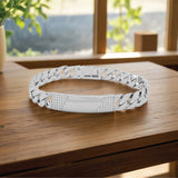Silver Central Panel Link Men`s Bracelet