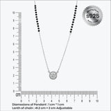 Silver Noir halo Mangalsutra Pendant