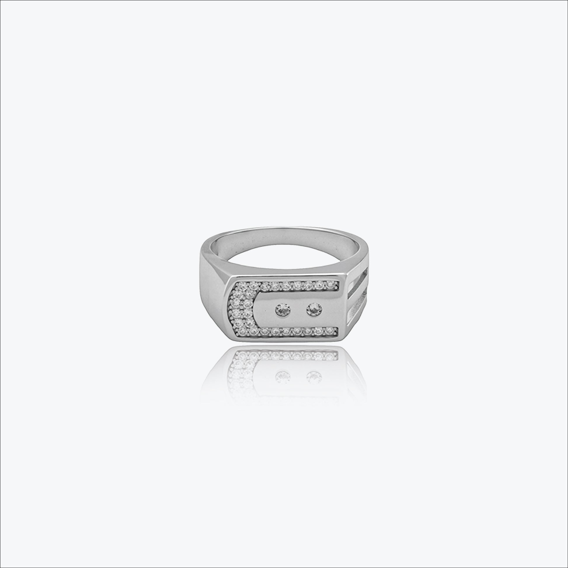 Rectangular design Men's Ring in Sterling silver