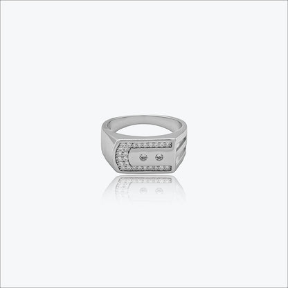 Rectangular design Men's Ring in Sterling silver