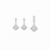Halo Drift Pendant with earrings Set in silver