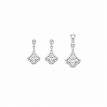 Halo Drift Pendant with earrings Set in silver
