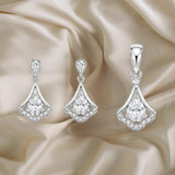 Halo Drift Pendant with earrings Set in silver