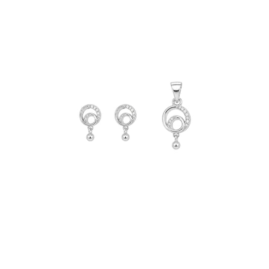 Celeste Flow Pendant with earrings in silver