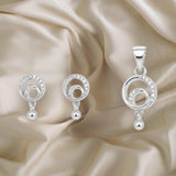 Celeste Flow Pendant with earrings in silver