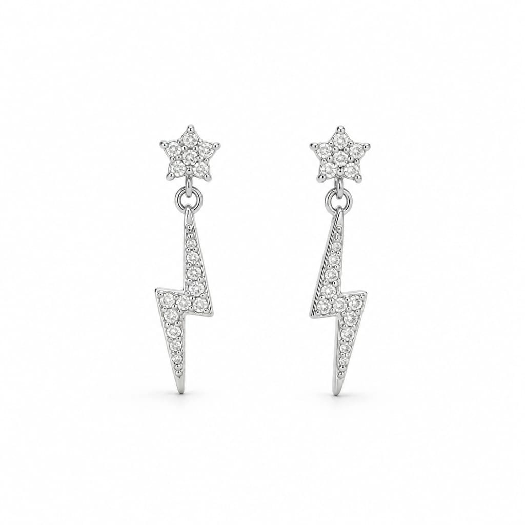 Sparkle patterned silver Earring
