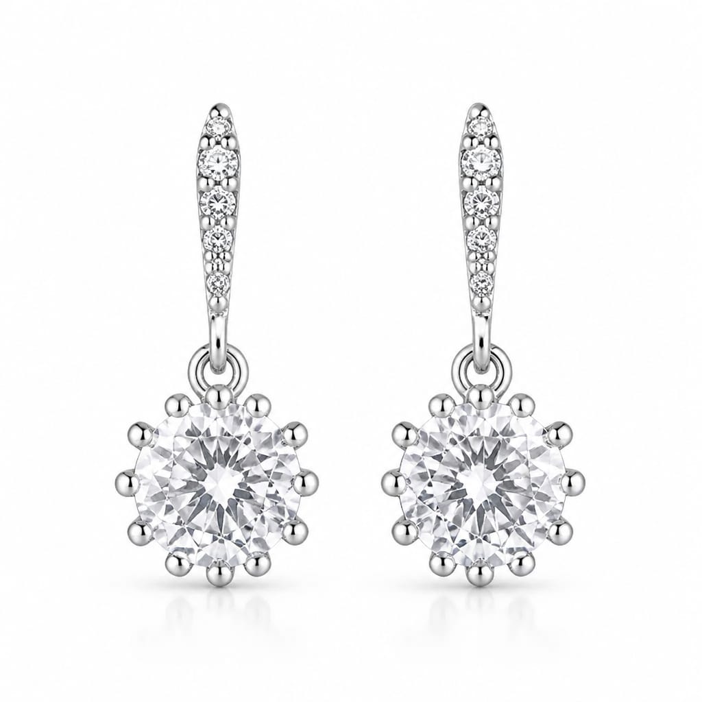 Radiant drop women`s Earrings in silver
