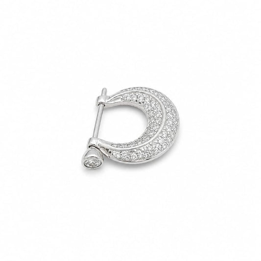 Silver Grace Crescent Men`s Earring