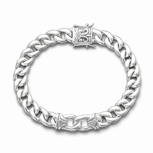 Silver Patterned Chain Men`s Bracelet